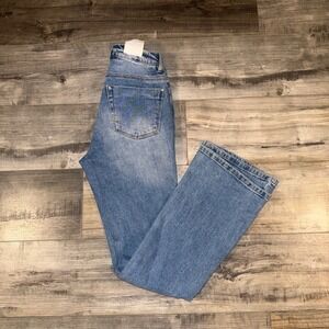 Women's a loves a High Rise Slim Flare Jeans Size 27 Distressed Denim
